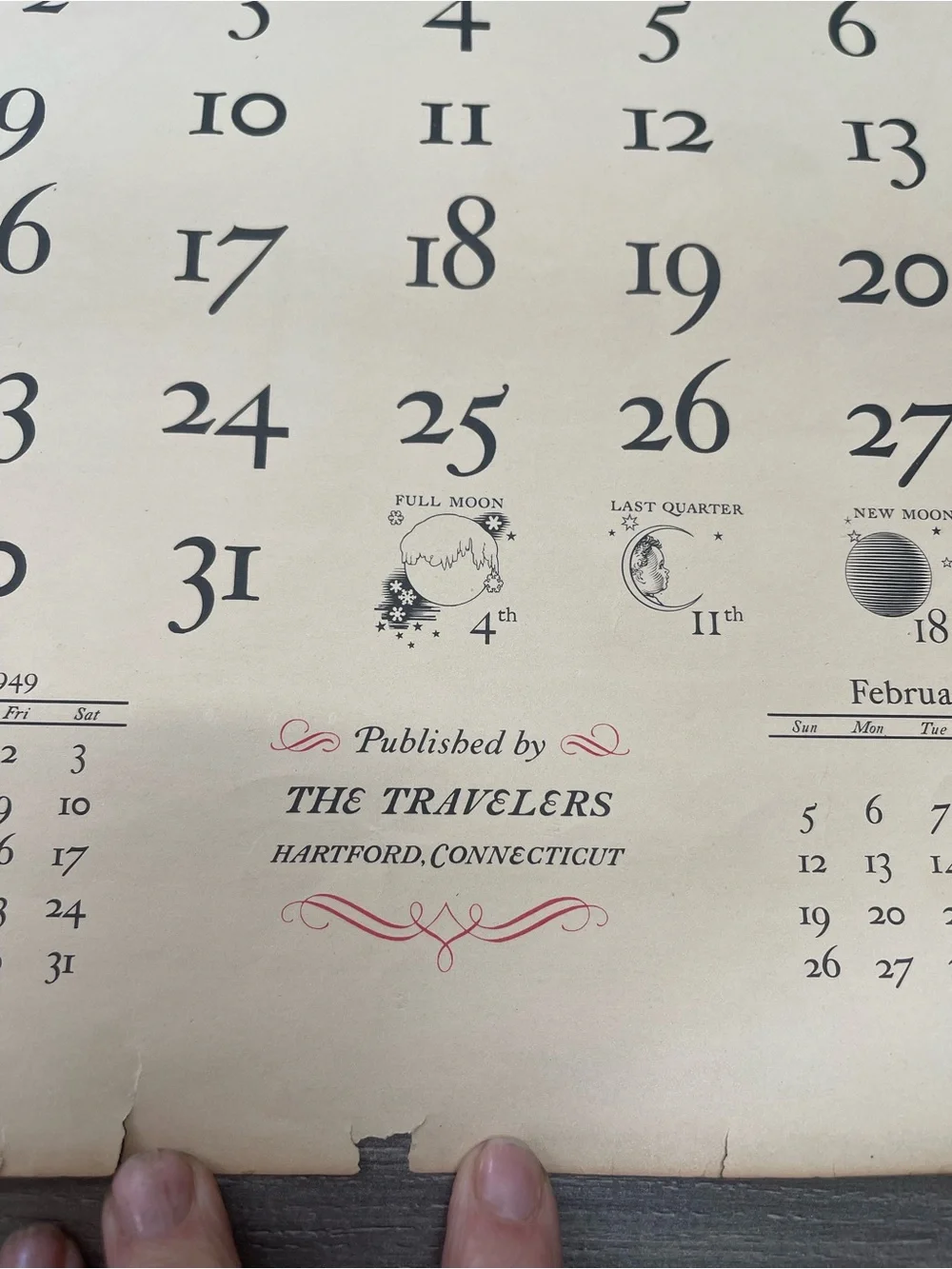 1950s Authentic Hartford, CT Illustrated Wall Calendar